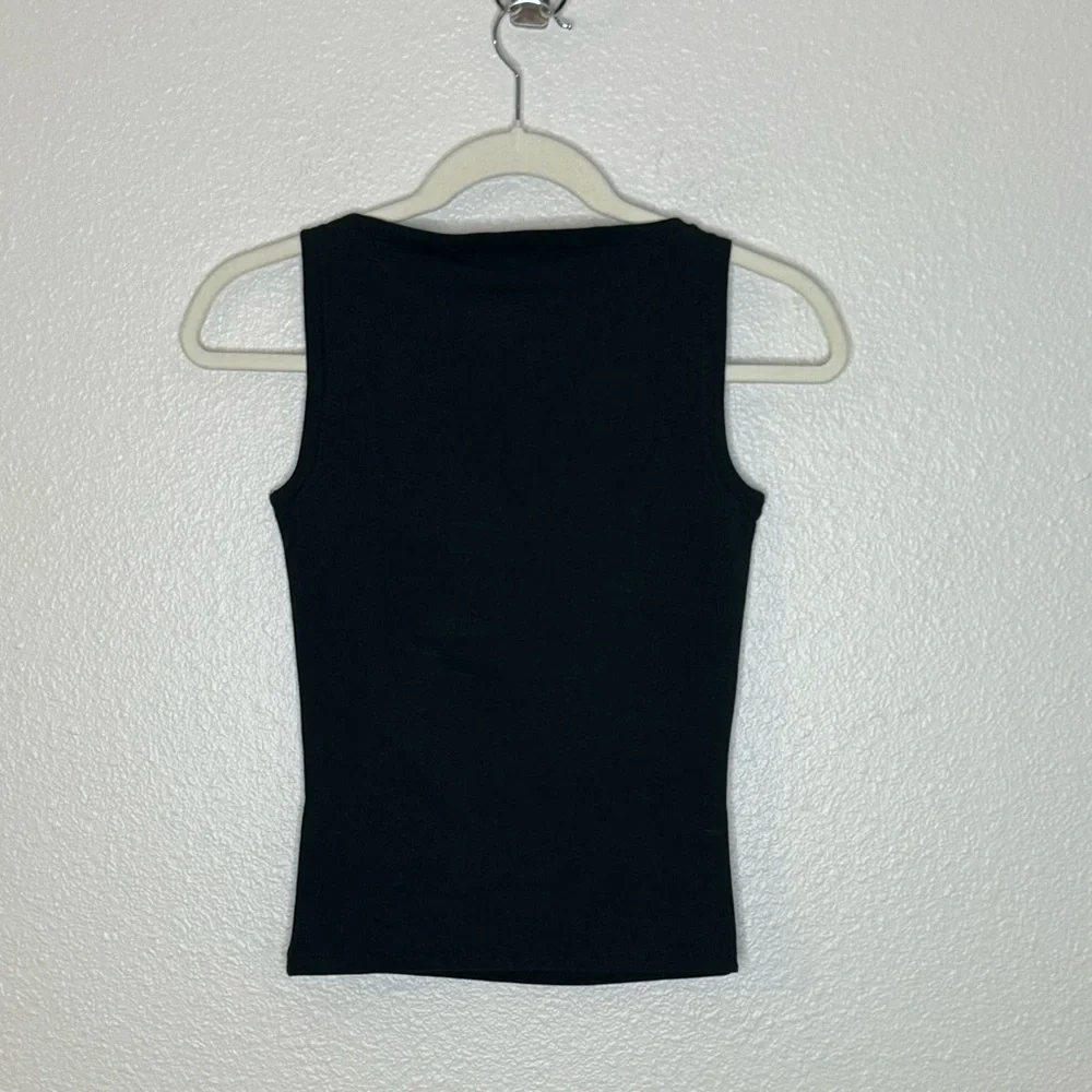 J. Crew Cotton Span Shell Tank Top Blouse NWT XXS Black - Picture 3 of 10